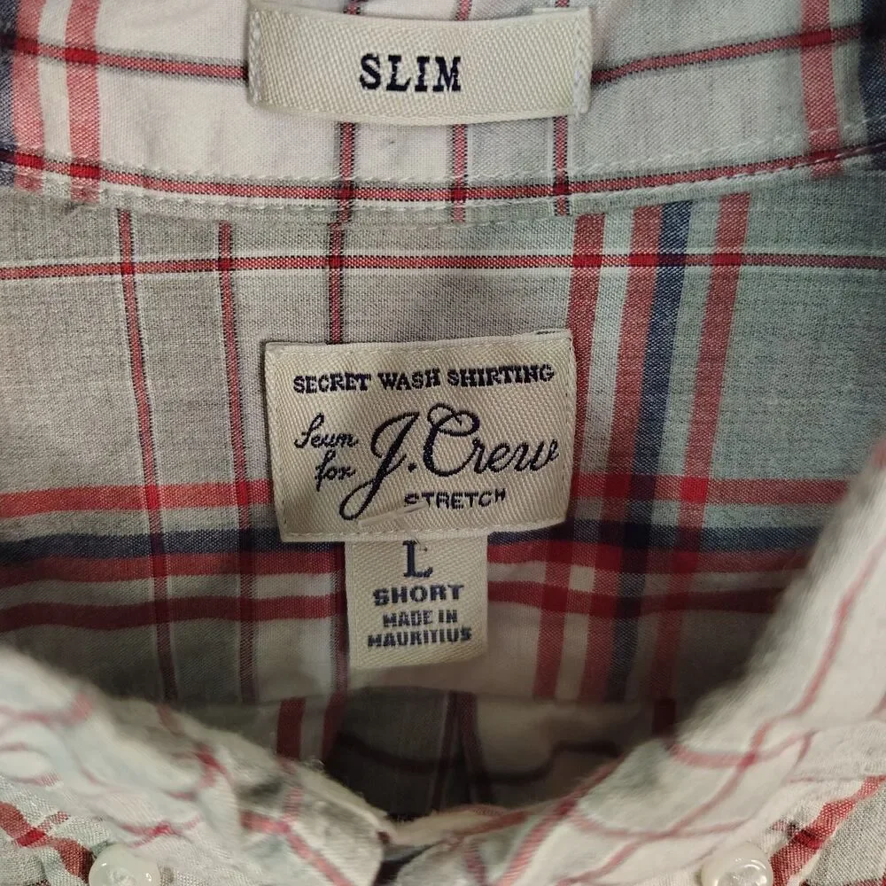 J.CREW Cotton Plaid Slim Fit Button-Down Shirt Men's Large Long Sleeve Casual
